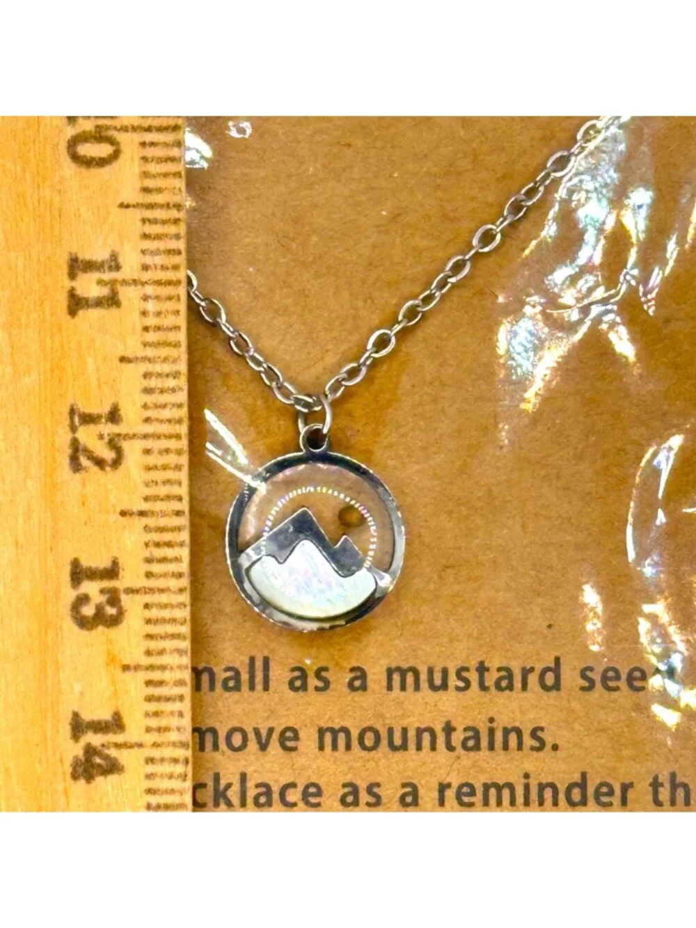 Mustard Seed Mountain Pendant Necklace With Chain NIP Matthew 17:20 Faith-Inspi